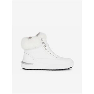 White Women's Ankle Leather Boots with Artificial Fur Geox Dalyla - Women