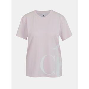 Pink Women's T-Shirt with Calvin Klein S/S Crew Neck Print - Women
