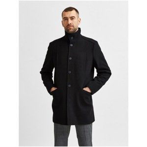 Black Men's Wool Coat with Stand-Up Collar Selected Homme Morrison - Men's