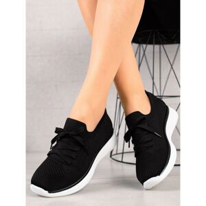 TRENDI BLACK LACE-UP SPORTS SHOES