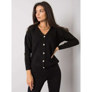 RUE PARIS Black women's sweater with buttons