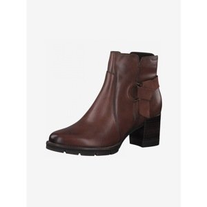 Brown Tamaris Leather HeelEd Ankle Boots - Women