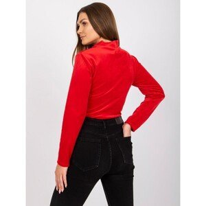 Red velvet blouse with cut-out Kigali neckline