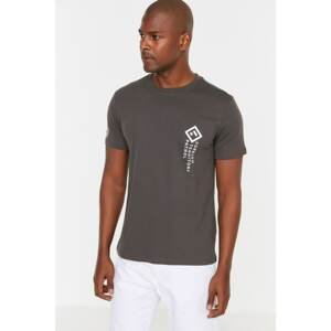 Trendyol Gray Men Regular Fit Short Sleeve Crew Neck Printed T-Shirt