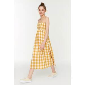 Trendyol Yellow Checked Strap Dress