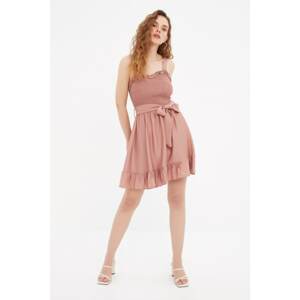 Trendyol Dried Rose Belted Gipe Dress