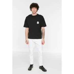 Trendyol Black Men's Relaxed Fit Short Sleeve Printed T-Shirt