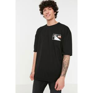 Trendyol Black Men's Oversize Fit Crew Neck Short Sleeve Printed T-Shirt