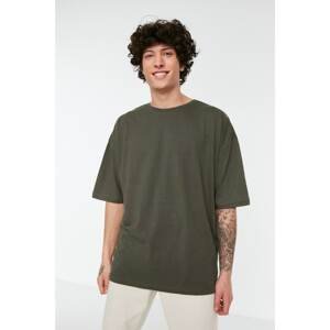 Trendyol Khaki Men's Oversize Fit Short Sleeve Crew Neck Back Printed T-Shirt