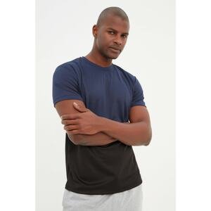 Trendyol Navy Blue Men's Slim Fit Short Sleeve Crew Neck Technical Fabric Paneled Sport T-Shirt