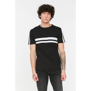 Trendyol Black Men Regular Fit Short Sleeve Crew Neck Striped T-Shirt