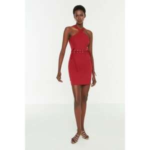 Trendyol Claret Red Piping Detailed Dress