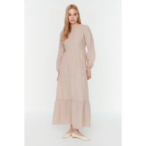 Trendyol Mink Crew Neck Elastic Woven Dress