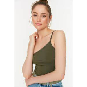 Trendyol Khaki Single Strap Crop Knitted Blouse