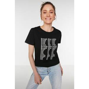 Trendyol Black Printed Basic Knitted T-Shirt