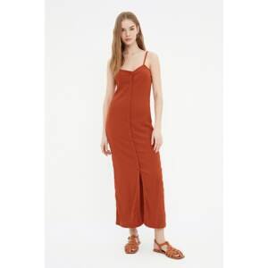 Trendyol Tile Crepe Buttoned Maxi Knitted Dress