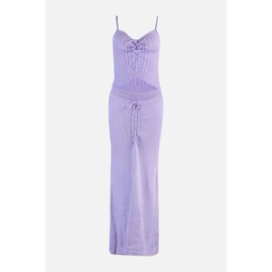 Trendyol Limited Edition Lilac Shirred Detailed Knitwear Dress