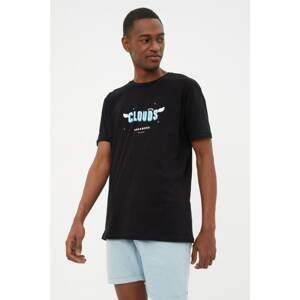 Trendyol Black Men Regular Fit Crew Neck Short Sleeved Printed T-Shirt