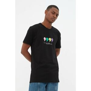 Trendyol Black Men Regular Fit Crew Neck Short Sleeved Printed T-Shirt