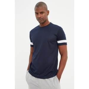 Trendyol Navy Blue Men Regular Fit Technical Fabric Short Sleeve Cycling Collar Sports T-Shirt