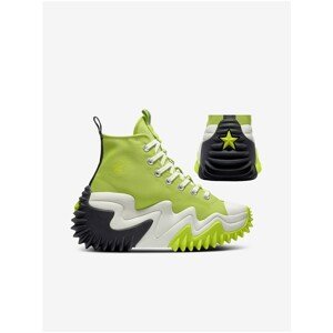 Neon Green Unisex Ankle Sneakers on Converse Platform - Unisex