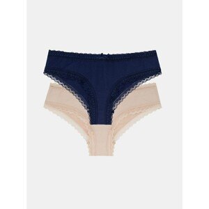 Set of two panties in blue and body color DORINA - Women