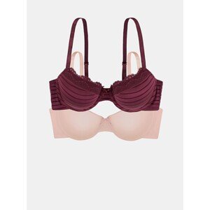 Set of two bras in pink and burgundy DORINA - Women