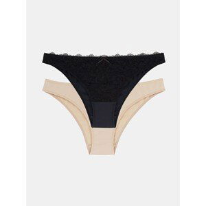 Set of two panties in black and cream dorina - Women