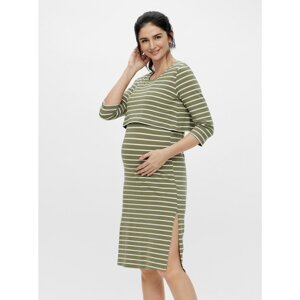 Green Pregnancy/Breastfeeding Striped Dress with Slits Mama.licious Otea - Women