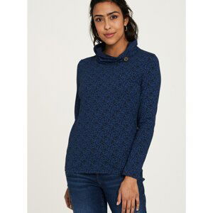 Dark blue patterned T-shirt with collar Tranquillo - Women