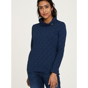 Dark Blue Patterned T-Shirt with Tranquillo Collar - Women