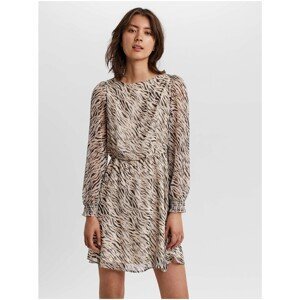 AWARE by VERO MODA Black-cream Women's Patterned Dress with Transparent Sleeves AWARE by - Women