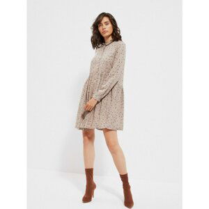 Beige Polka Dot Shirt Dress Moodo - Women