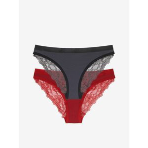 Set of two panties in red and gray DORINA Crystal - Women