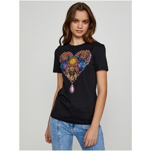 Black Women's T-Shirt with Print Versace Jeans Couture S Valentine - Women