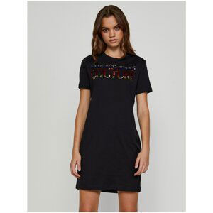 Black Women's Dress with Sequin Inscription Versace Jeans Couture Logo S - Women