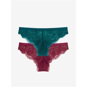Set of two lace panties in green and burgundy DORINA Thri - Women