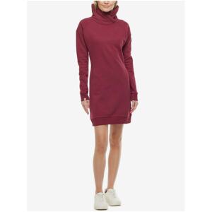 Burgundy Women's Sweatshirt Dress with Collar Ragwear Cruzada - Women