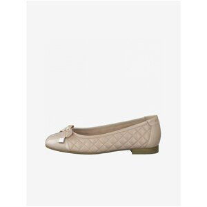 Light Pink Leather Ballerinas with Tamaris Bow - Women