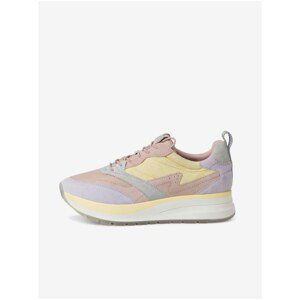 Yellow-Beige Leather Sneakers Tamaris - Women