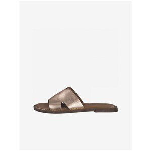 Pink-gold metallic leather slippers Tamaris - Women