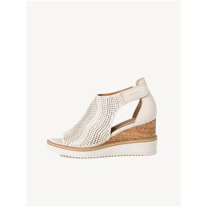 Cream perforated leather wedge sandals Tamaris - Women