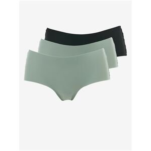 Set of three panties in light green and black ONLY Chloe - Women