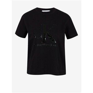 Black Women's T-Shirt with Calvin Klein Print - Women