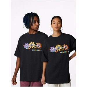 Black Unisex T-Shirt with Converse Stay Smiling Print - Unisex