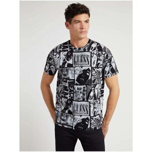 Black Men's Patterned T-Shirt Guess - Men's