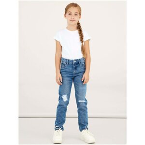 Blue girly straight fit jeans with tattered effect name it Ros - unisex