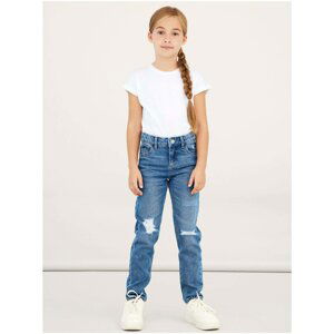 Blue girly straight fit jeans with tattered effect name it Ros - unisex