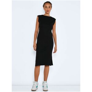 Black Ribbed Sheath Dress with Slit Noisy May Riba - Women