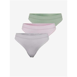 Set of three thongs in green, pink and purple only Vicky - Women